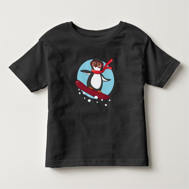 Snowboarding Penguin T Shirt (Framsida)