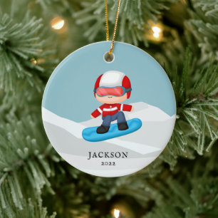 Snowboarding Personlig jul Julgransprydnad Keramik