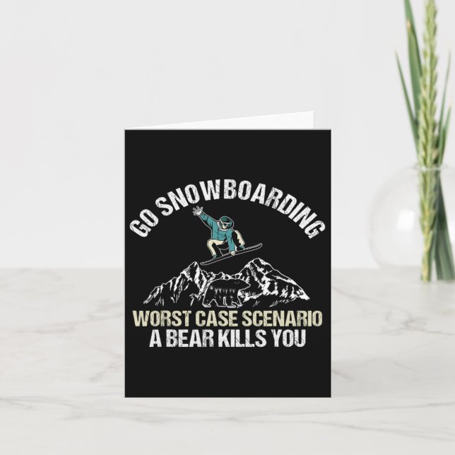Snowboarding Player Snowboard Bear Winter Sport Sn Kort (Framsida)