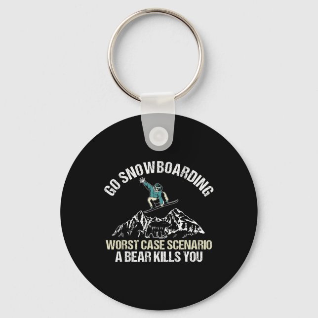 Snowboarding Player Snowboard Bear Winter Sport Sn Nyckelring (Framsida)