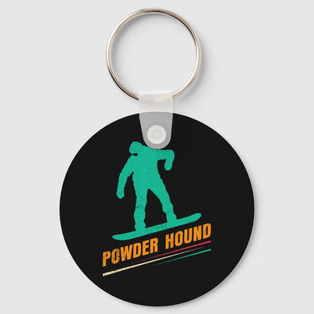 Snowboarding Powder Hound Funny Snowboard Children Nyckelring (Framsida)