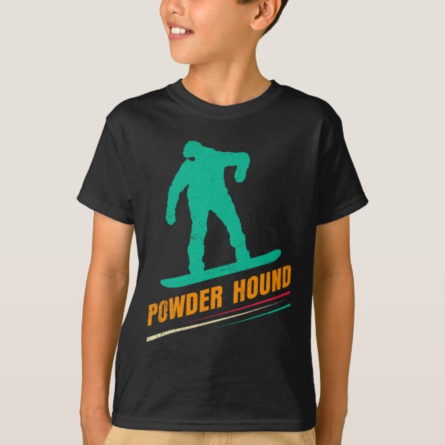 Snowboarding Powder Hound Funny Snowboard Children T Shirt (Framsida)