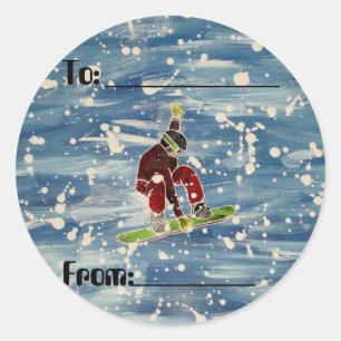 Snowboarding-presentetiketter Runt Klistermärke