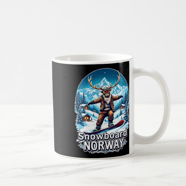 Snowboarding Reindeer Äventyr i Norge Kaffemugg (Höger)