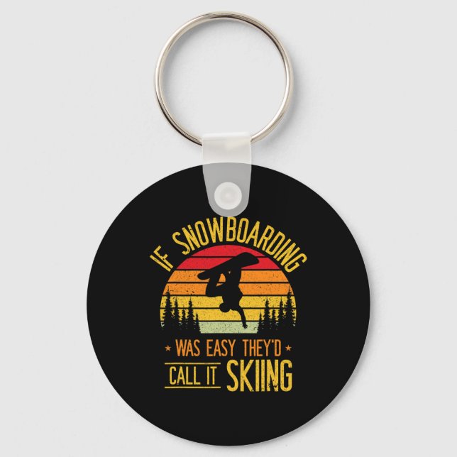 Snowboarding Retro Skiing på Snö Snowboarder Nyckelring (Framsida)