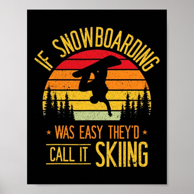 Snowboarding Retro Skiing på Snö Snowboarder Poster (Framsidan)