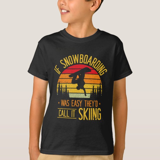 Snowboarding Retro Skiing på Snö Snowboarder T Shirt (Framsida)