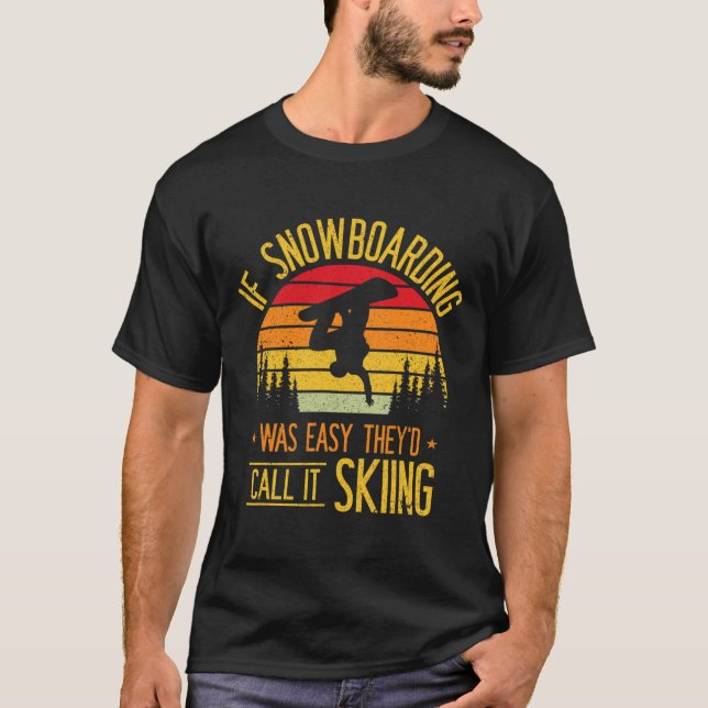 Snowboarding Retro Skiing på Snö Snowboarder T Shirt (Framsida)