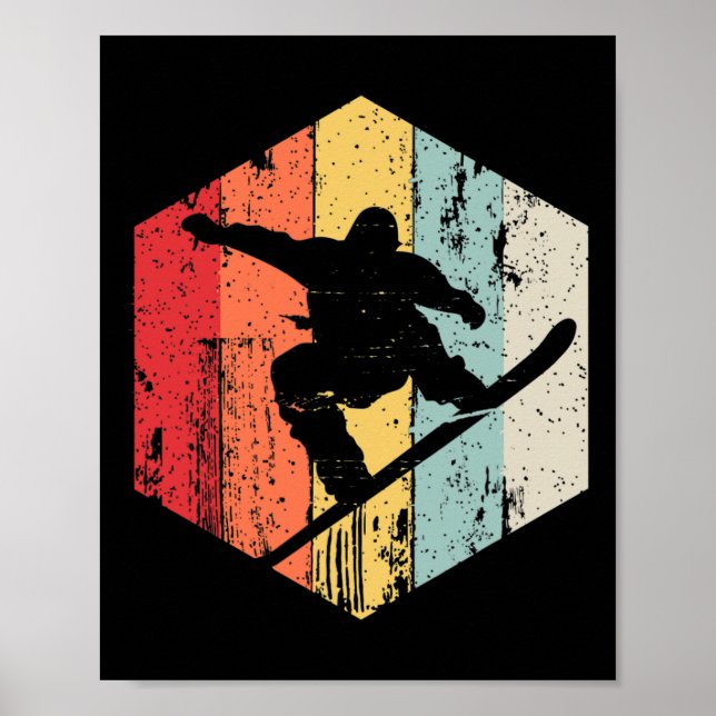 Snowboarding Retro Stil Snowboarder Poster (Framsidan)