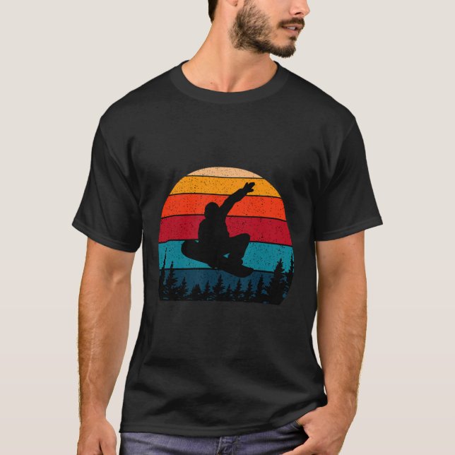 Snowboarding Retro Vintage Sunset Skier T Shirt (Framsida)
