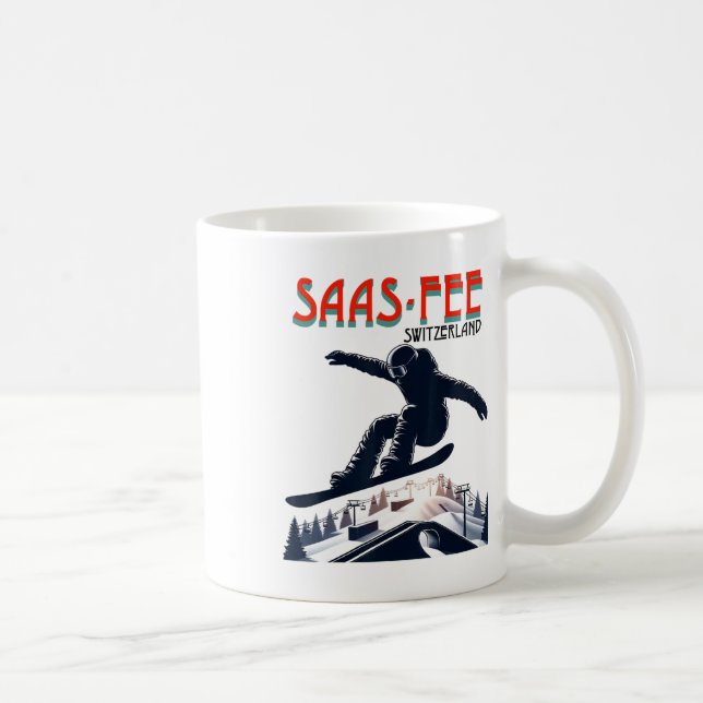 Snowboarding Saas-fee Schweiz Kaffemugg (Höger)