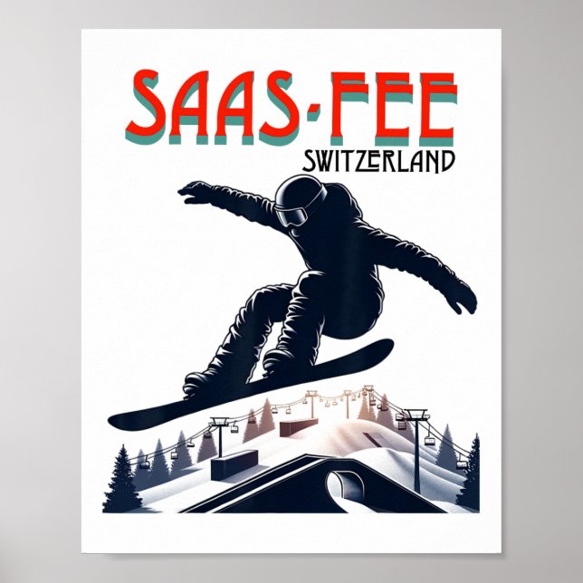 Snowboarding Saas-fee Schweiz Poster (Framsidan)
