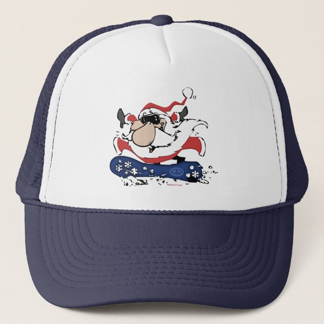Snowboarding Santa Hat Truckerkeps (Framsida)