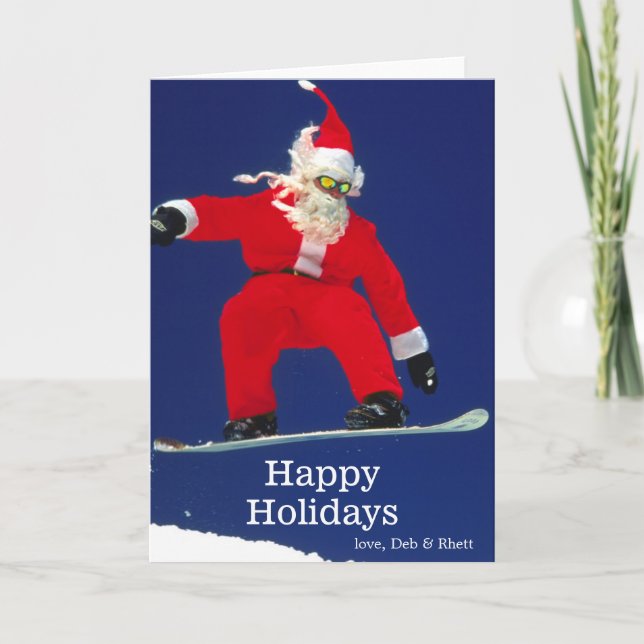 Snowboarding Santa Helgkort (Framsida)