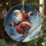 Snowboarding Santa Julgransprydnad Keramik<br><div class="desc">Den här designen skapades genom digital grafik. Den kan vara personlig i det område som tillhandahålls genom att ändra fotot och/eller text. Du kan också anpassa den genom att klicka för att anpassa ytterligare alternativ och ta bort eller ändra bakgrunden i färg, lägga till text, ändra texten färg eller stil...</div>