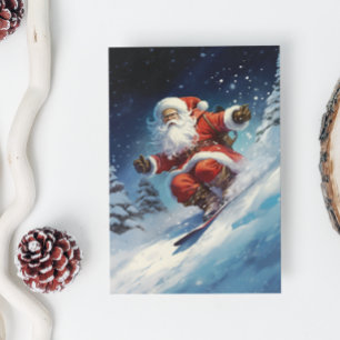 Snowboarding Santa Julkort