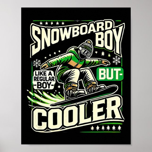 Snowboarding Shirt Boys Snowboarder Kärlek Poster (Framsidan)