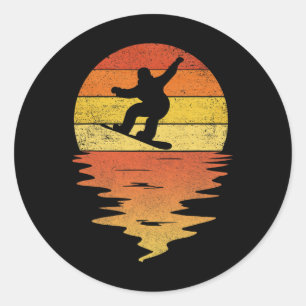Snowboarding Shirt Retro Sunset 70-talets Vintage Runt Klistermärke