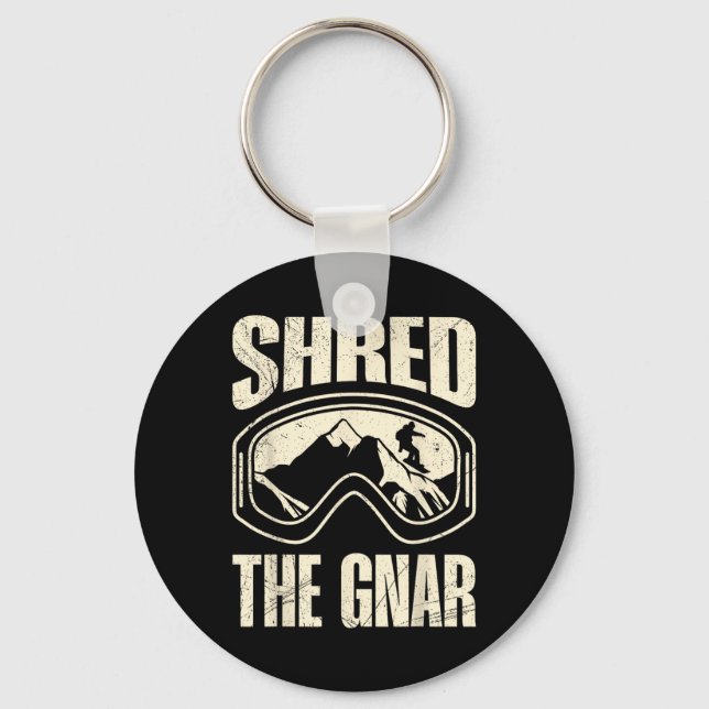 Snowboarding Shred Gnar Snowboarder Funny Chil Nyckelring (Framsida)