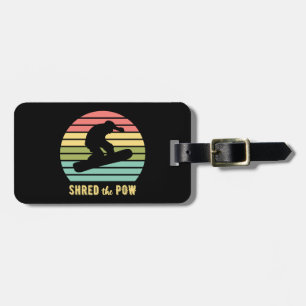 Snowboarding Shred Pow Vintage Sunset Bagagebricka
