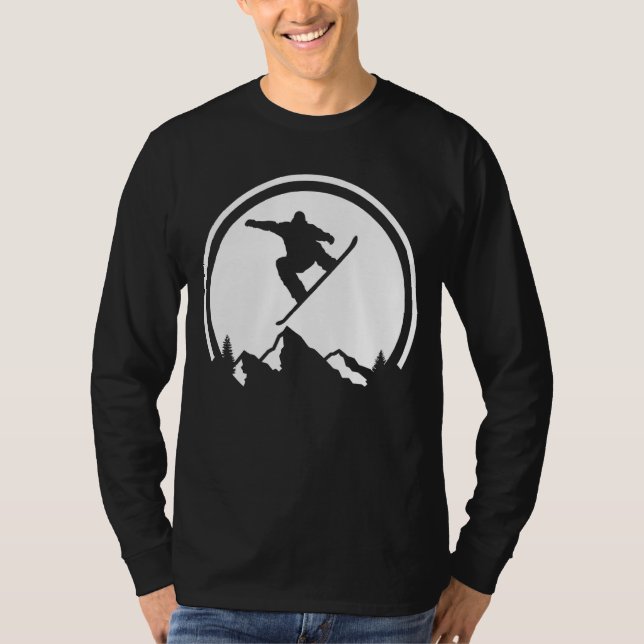 Snowboarding Silhouette Big Stunt Snowboarder Snö T Shirt (Framsida)