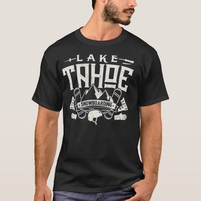 Snowboarding Sjö Tahoe T Shirt Snö Boarding Prem (Framsida)