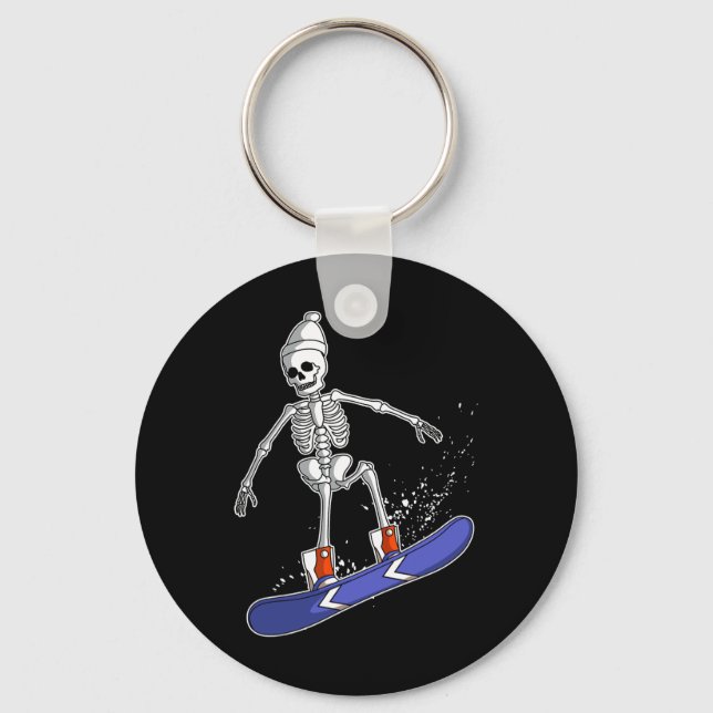 Snowboarding Skeleton Skiing Snowboarder Nyckelring (Framsida)