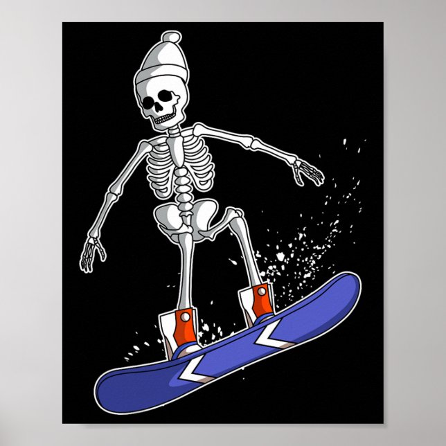 Snowboarding Skeleton Skiing Snowboarder Poster (Framsidan)