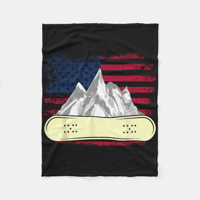 Snowboarding Skiing Snowboard American Flagga Snow Fleecefilt (Framsidan)