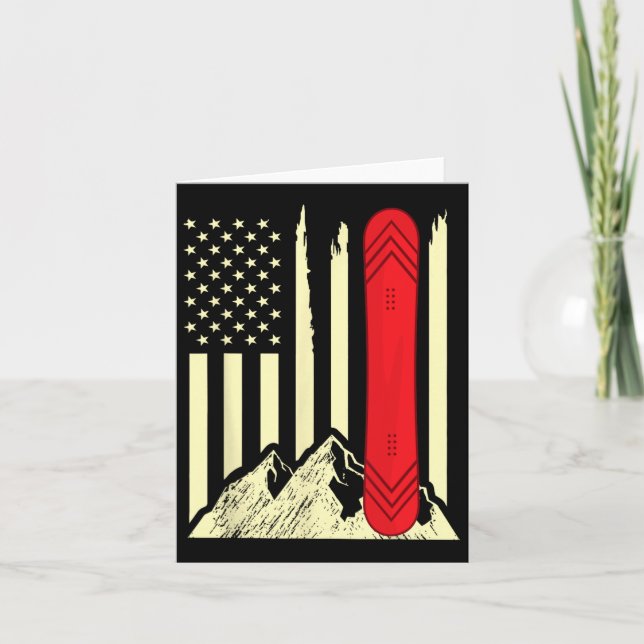 Snowboarding Skiing Snowboard American Flagga Snow Kort (Framsida)