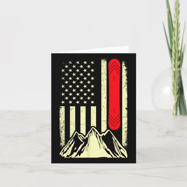 Snowboarding Skiing Snowboard American Flagga Snow Kort (Framsida)