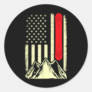 Snowboarding Skiing Snowboard American Flagga Snow Runt Klistermärke