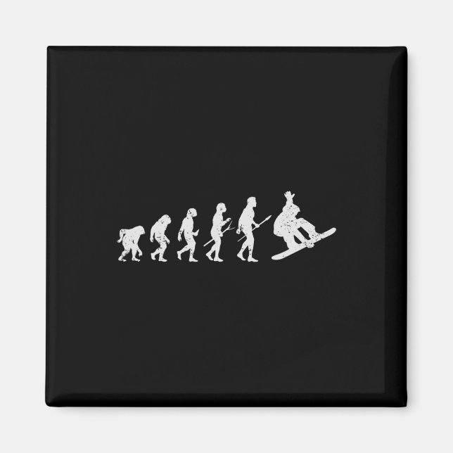 Snowboarding Skiing Snowboarder Winter Funny Evolu Magnet (Framsidan)