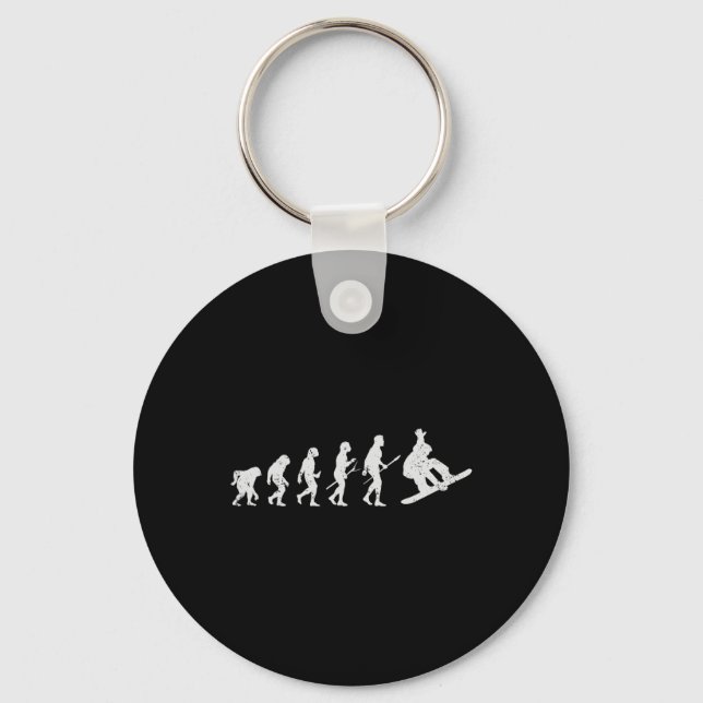 Snowboarding Skiing Snowboarder Winter Funny Evolu Nyckelring (Framsida)