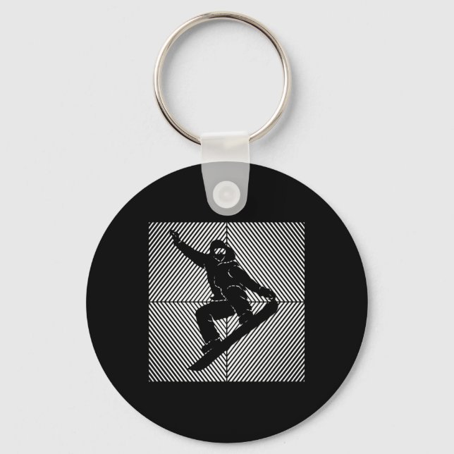 Snowboarding Skilift Snowboarder Nyckelring (Framsida)