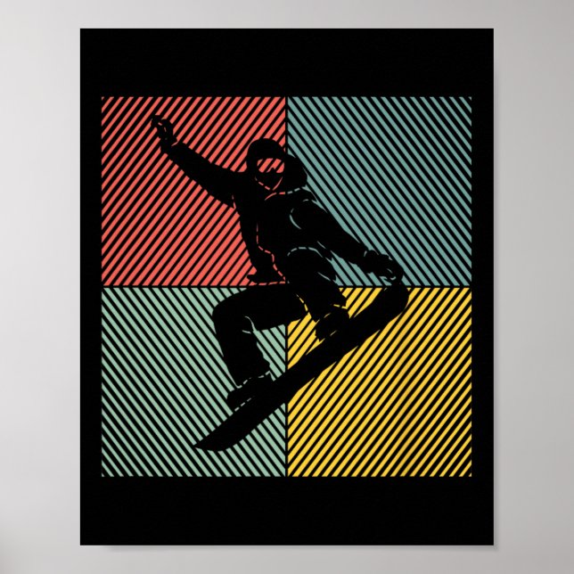 Snowboarding Skilift Vintage Snowboarder Poster (Framsidan)