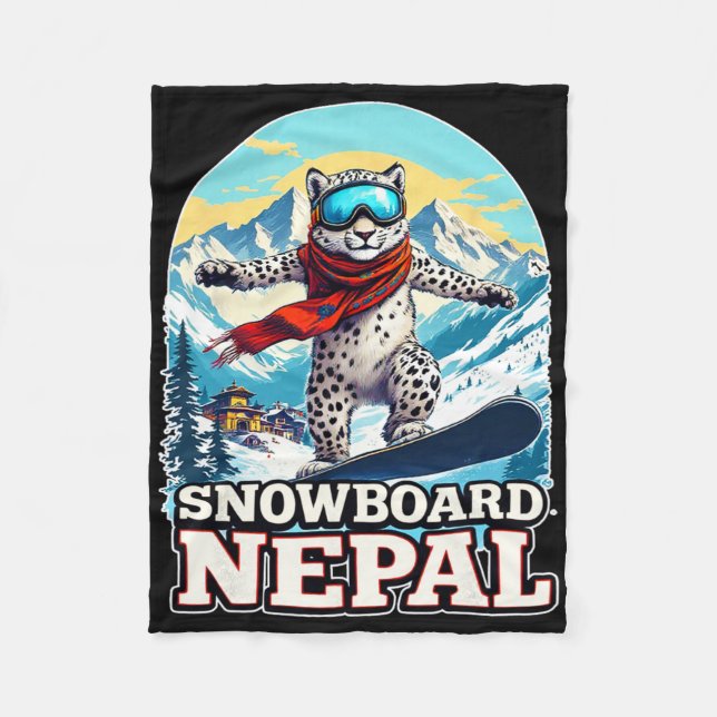 Snowboarding Snö Leopard Äventyr i Nepal Fleecefilt (Framsidan)