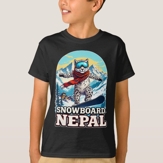 Snowboarding Snö Leopard Äventyr i Nepal T Shirt (Framsida)