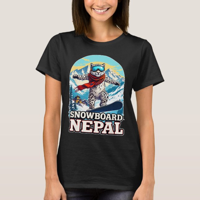 Snowboarding Snö Leopard Äventyr i Nepal T Shirt (Framsida)
