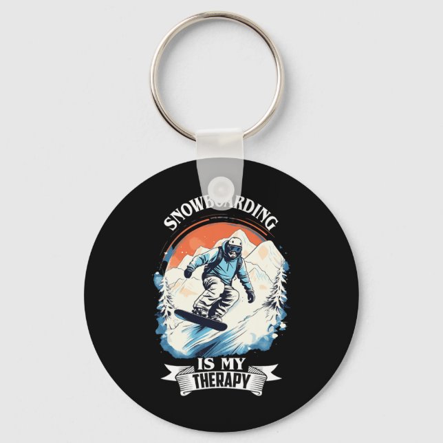 Snowboarding Snö Therapy Snowboard Retro Snö Vac Nyckelring (Framsida)