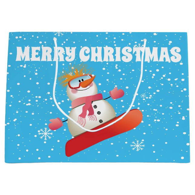Snowboarding Snögubbe Gift Bag Large (Framsidan)