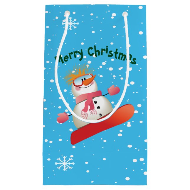 Snowboarding Snögubbe Gift Bag liten/medel (Framsidan)