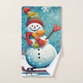 Snowboarding Snögubbe Hand Towel