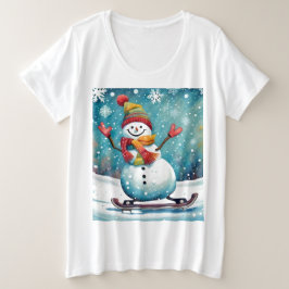 Snowboarding Snögubbe - Women's Plus Storlek T-Shi T Shirt