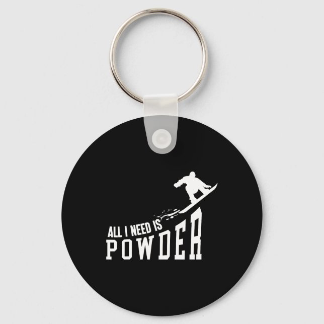 Snowboarding Snowboard behöver bara pulver Nyckelring (Framsida)