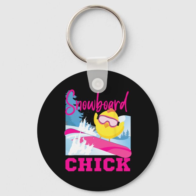 Snowboarding Snowboard Chicken Chick Snowboard Chi Nyckelring (Framsida)