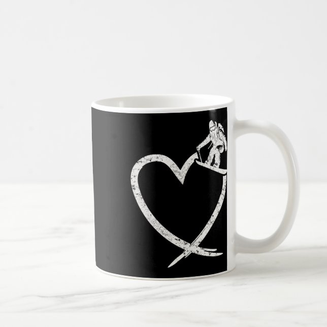 Snowboarding Snowboard Heart-Vintage Kaffemugg (Höger)
