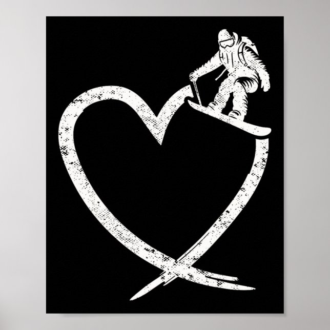 Snowboarding Snowboard Heart-Vintage Poster (Framsidan)