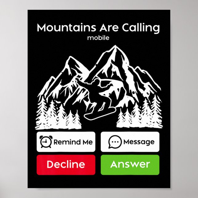 Snowboarding Snowboard Mobile Mobil Visning Mounta Poster (Framsidan)