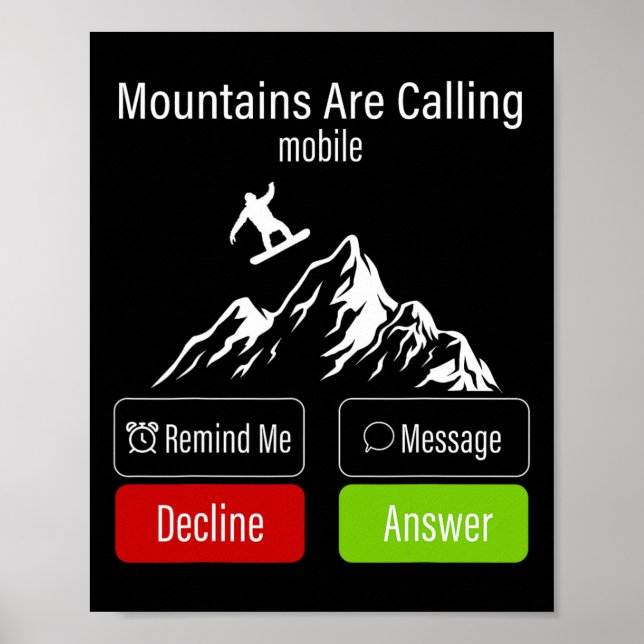 Snowboarding Snowboard Mobile Mobil Visning Mounta Poster (Framsidan)